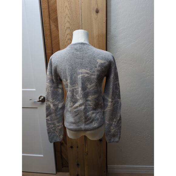 Bianco & Blu Sweater Womens SMALL S Gray Floral Merino Wool Cashmere Blend Italy - Picture 5 of 6